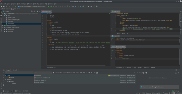 Projekt in IntelliJ der einer Änderung