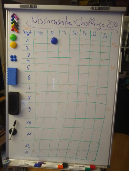 Whiteboard in Woche 1 der Nischenseiten-Challenge 2020