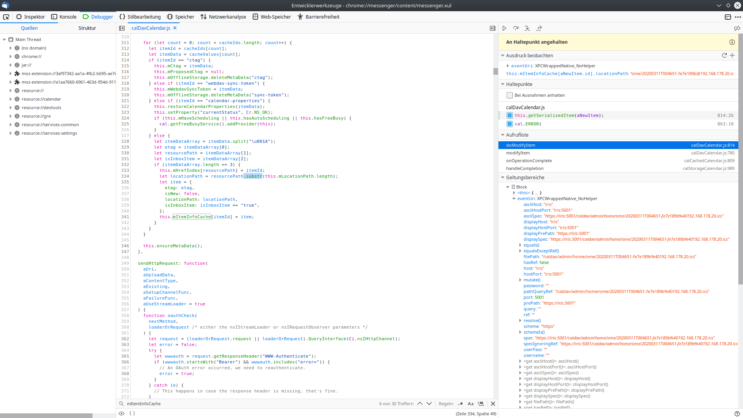 Debugging von Lightning: Ominöser substr()-Aufruf in calDavCalendar.js:334, der den fehlerhaften Eintrag in mItemInfoCache erzeugt