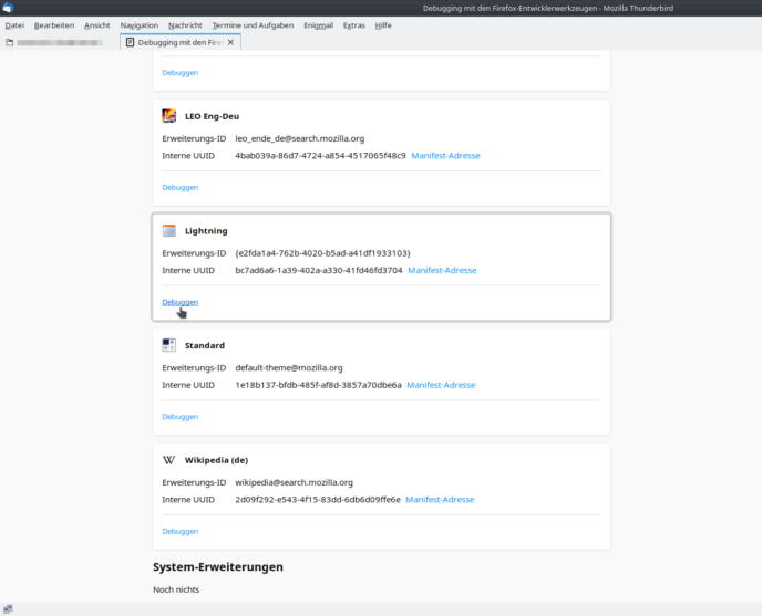 Thunderbird: Debugging mit den Firefox-Entwicklerwerkzeugen
